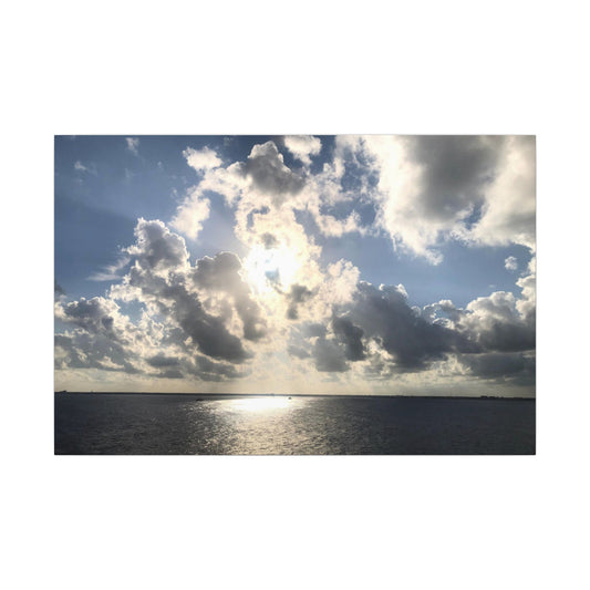 Ocean Sunrise Canvas Wall Art — Dramatic Cloudscape Seascape Matte Print